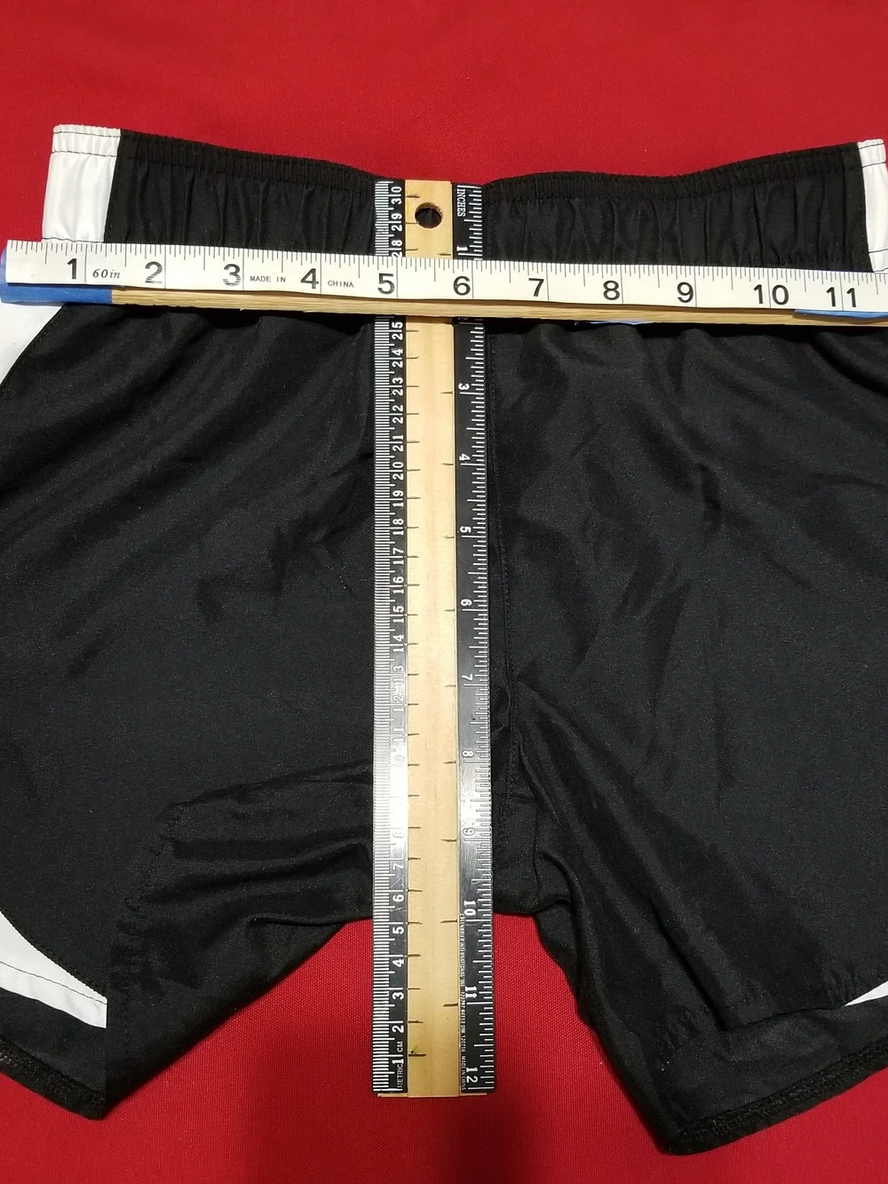 BCG Kid's Medium Black Shorts With Thick White Side Stripes